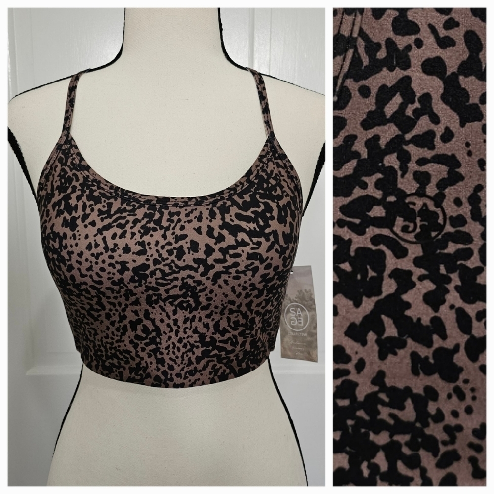 Sage Collective Animal Print Racerback Sports Bra Size S